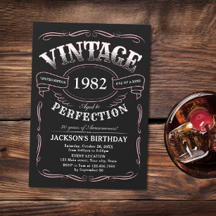Invitation Tout âge Vintage Whiskey Thème Anniversaire Invita