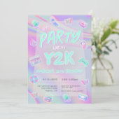 Invitation TOUT AGE Y2K iridescendance rainbow fête d'anniver (Debout devant)