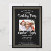 Invitation TOUT Anniversaire 2 Photo Black, White et Gold Par (Devant)