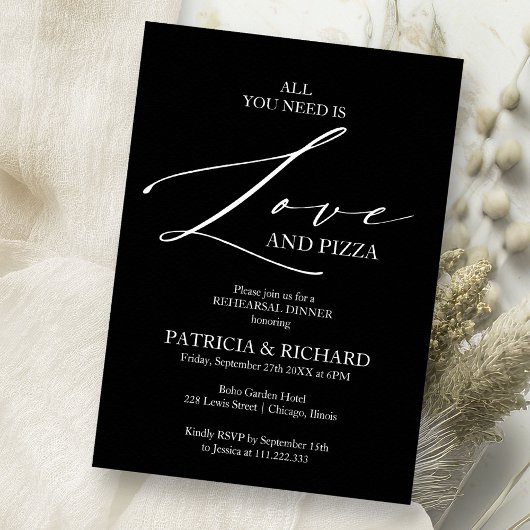 Invitation Tout Ce Dîner De Répétition De Pizza Et D'Amour