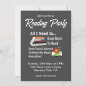 Invitation Tout ce dont j'ai besoin, c'est un bon livre et un (Devant)