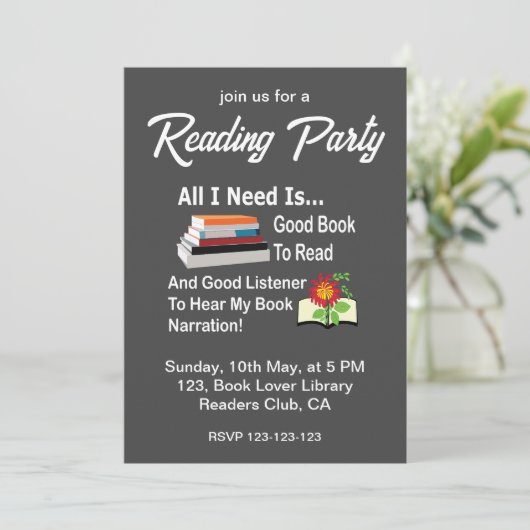 Invitation Tout ce dont j'ai besoin, c'est un bon livre et un (Debout devant)