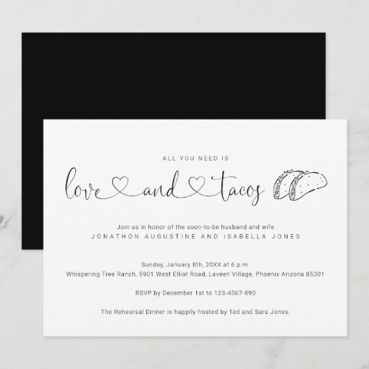 Invitation Tout ce dont vous avez besoin, c'est un dîner de r (Devant / Derrière)