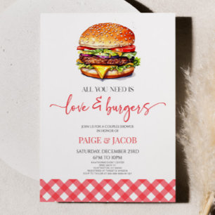 Invitation Tout ce dont vous avez besoin est Amour et Burgers