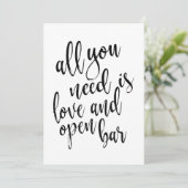 Invitation Tout ce dont vous avez besoin est amour et open ba (Debout devant)