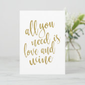 Invitation Tout ce dont vous avez besoin est l'amour et le vi (Debout devant)