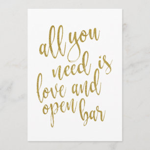Invitation Tout ce dont vous avez besoin est l'amour et un ba