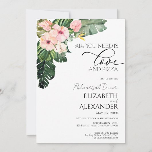 Invitation Tout ce dont vous avez besoin est Love Tropical Re (Devant)