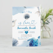 Invitation Tout Ce Que Je Mer Est Amoureux Coquillages Fête d (Debout devant)