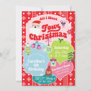 Invitation Tout ce que je veux pour Noël fille 4ème anniversa