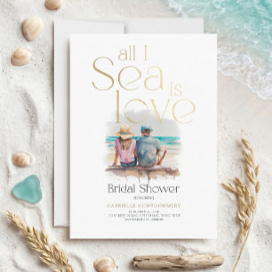 Invitation Tout ce que je vois est l'amour Aquarelle douche d