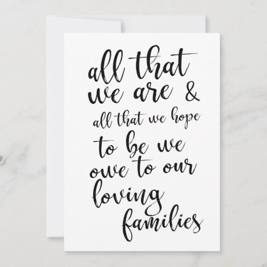 Invitation Tout ce que nous sommes en noir et blanc Signe ver (Devant)