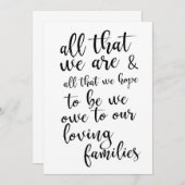 Invitation Tout ce que nous sommes en noir et blanc Signe ver (Devant / Derrière)