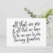 Invitation Tout ce que nous sommes Signe de mariage noir et b (Debout devant)