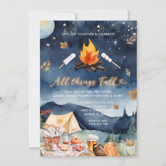 Invitation Tout ce qui tombe Fête Quartier Automne (Devant)