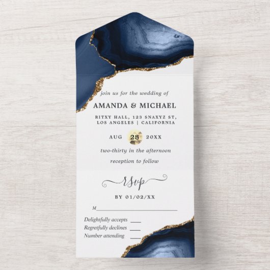 Invitation Tout Compris Navy et Agate Gold (À l'intérieur)
