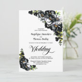 Invitation Tout dans One Moody Black Floral White Wedding (Debout devant)