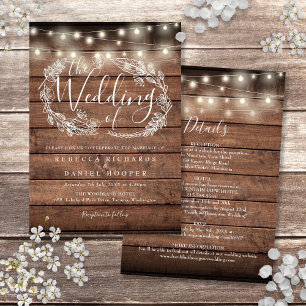 Invitation Tout dans One Rustic Wood String Lights Wedding