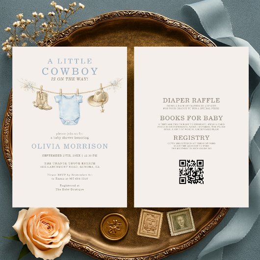Invitation Tout dans une petite fête de bébé Cowboy Clothesli