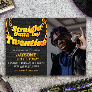 Invitation Tout droit sorti de mes vingt ans avec photo