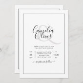 Invitation Tout-en-1 élégant Mariage blanc classique (Devant / Derrière)