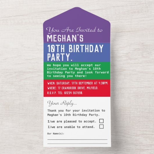 Invitation Tout En Un 10e fête d'anniversaire tout en un (À l'intérieur)