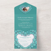 Invitation Tout En Un 11e anniversaire de mariage Turquoise photo (À l'intérieur)