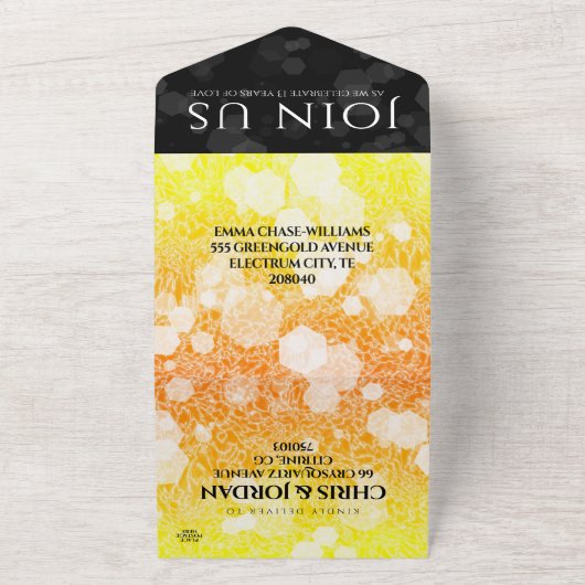 Invitation Tout En Un 13e anniversaire de mariage élégant citrine (Dehors)