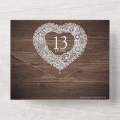 Invitation Tout En Un 13e mariage de dentelle anniversaire pas d'envelop (Verso)