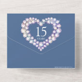 Invitation Tout En Un 15e anniversaire mariage cristal photo bleu (Verso)