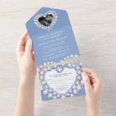 Invitation Tout En Un 15e cristal mariage anniversaire photo bleu clair (Déchirure)