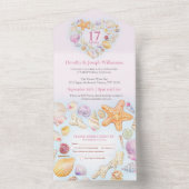 Invitation Tout En Un 17e anniversaire mariage coquille d'aquarelle coeu (À l'intérieur)