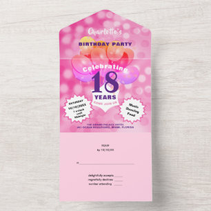 Invitation Tout En Un 18e anniversaire de la fête Glam Sparkle Glitz ros