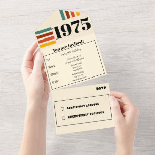 Invitation Tout En Un 1975 Poster vintage rétro 50e anniversaire Noir