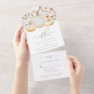 Invitation Tout En Un 19e anniversaire Citrouille de fête Feuilles d'aut