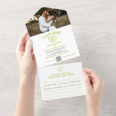 Invitation Tout En Un 1er anniversaire de mariage peridot photo QR RSVP (Déchirure)