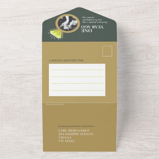 Invitation Tout En Un 1er anniversaire mariage dîner péridot anneau repa (Dehors)