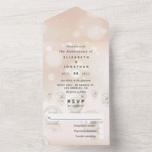 Invitation Tout En Un 30e anniversaire de Mariage Pearl All In One Invit (À l'intérieur)