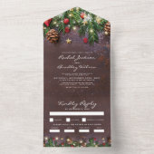 Invitation Tout En Un 3 en 1 Mariage d'hiver de Noël rustique (À l'intérieur)