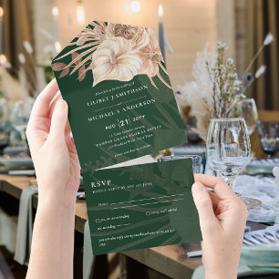 Invitation Tout En Un 3in1 BOHO Pampas Grass Terracotta Wedding RSVP