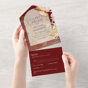Invitation Tout En Un 3in1 Boho Pampas Mariage en herbe RSVP