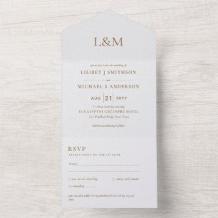 Invitation Tout En Un 3in1 Classic White Gold Texte Uniquement Mariage I