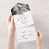 Invitation Tout En Un 3in1 Engravé Bois Coeur Mariage rustique RSVP (Déchirure)