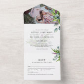 Invitation Tout En Un 3in1 Eucalyptus Green PHOTO Mariage Budget RSVP (À l'intérieur)