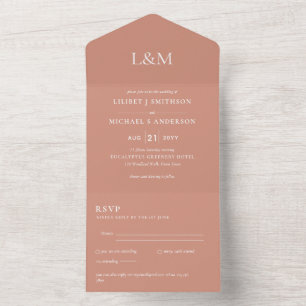 Invitation Tout En Un 3in1 Muted Terracotta Argile Texte Mariage Invitat