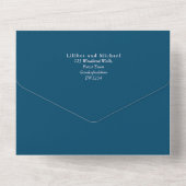 Invitation Tout En Un 3in1 Peacock Feather Blue Green Wedding RSVP (Verso)