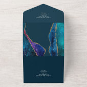 Invitation Tout En Un 3in1 Purple Blue Gold AGATE Mariage RSVP Al (Dehors)