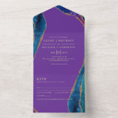 Invitation Tout En Un 3in1 Purple Blue Gold AGATE Mariage RSVP Al (À l'intérieur)