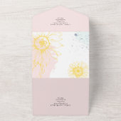 Invitation Tout En Un 3in1 Tournesol moderne Dusty Rose Bleu Mariage RSV (Dehors)