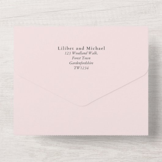Invitation Tout En Un 3in1 Tournesol moderne Dusty Rose Bleu Mariage RSV (Verso)